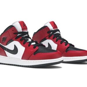 Air Jordan 1 Mid, Red/Black/White - Size 7